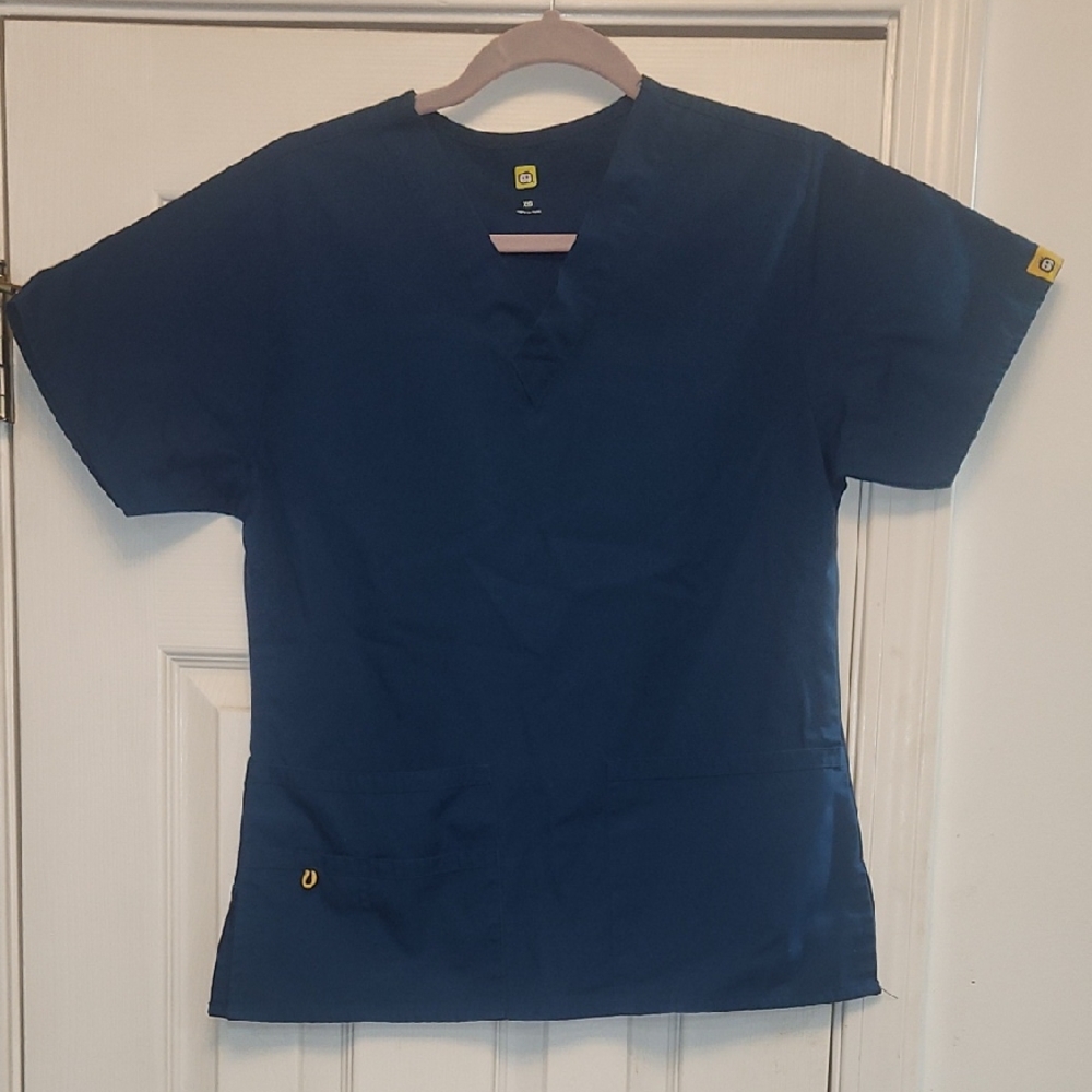 Wonderwink XS Caribbean Blue Scrub Top